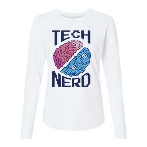 Tech Nerd Brain Womens Cotton Relaxed Long Sleeve T-Shirt