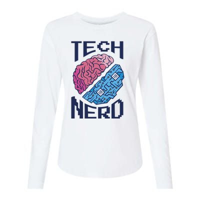 Tech Nerd Brain Womens Cotton Relaxed Long Sleeve T-Shirt