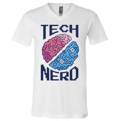 Tech Nerd Brain V-Neck T-Shirt