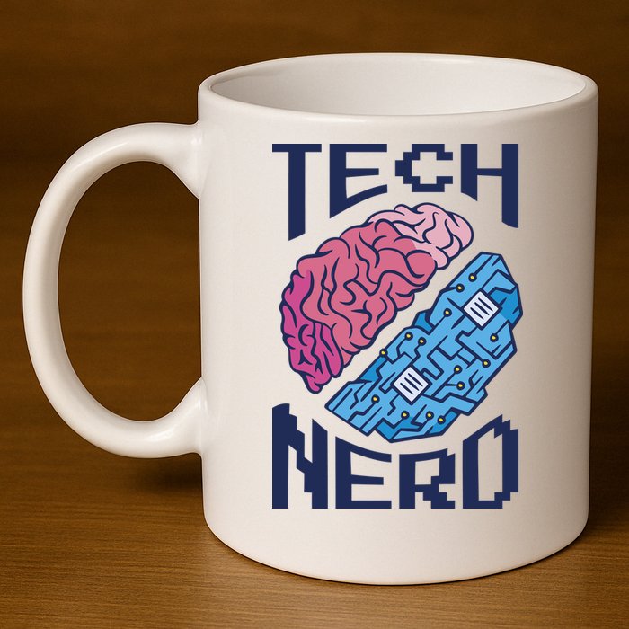 Tech Nerd Brain 11oz C Handle Ceramic Mug