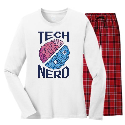 Tech Nerd Brain Women's Long Sleeve Flannel Pajama Set 