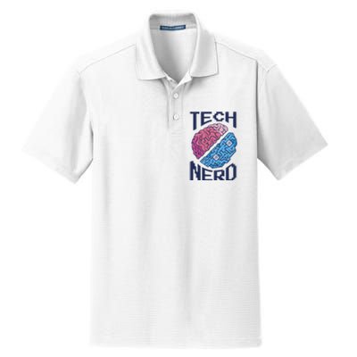 Tech Nerd Brain Dry Zone Grid Polo