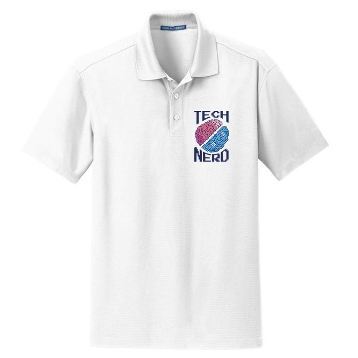 Tech Nerd Brain Dry Zone Grid Polo
