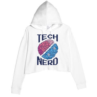 Tech Nerd Brain Crop Fleece Hoodie