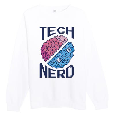 Tech Nerd Brain Premium Crewneck Sweatshirt