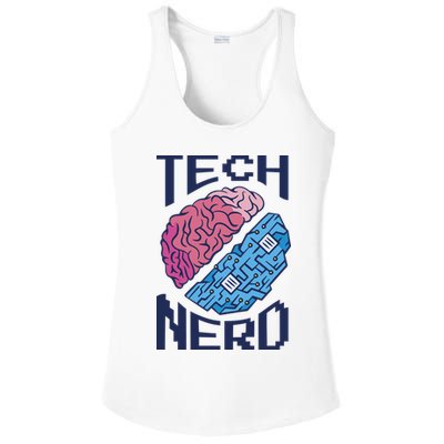 Tech Nerd Brain Ladies PosiCharge Competitor Racerback Tank