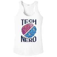 Tech Nerd Brain Ladies PosiCharge Competitor Racerback Tank