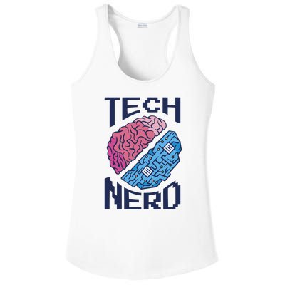 Tech Nerd Brain Ladies PosiCharge Competitor Racerback Tank