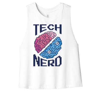 Tech Nerd Brain Women's Racerback Cropped Tank