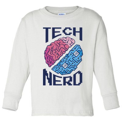Tech Nerd Brain Toddler Long Sleeve Shirt