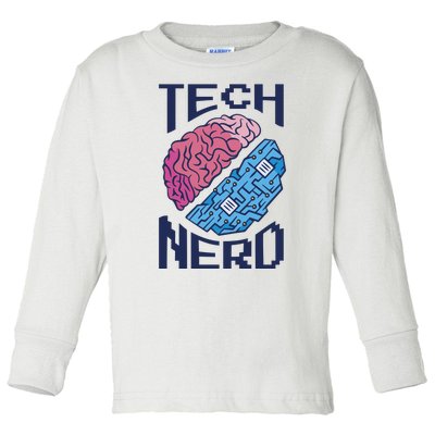 Tech Nerd Brain Toddler Long Sleeve Shirt