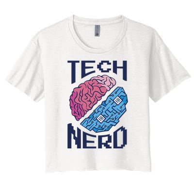 Tech Nerd Brain Women's Crop Top Tee