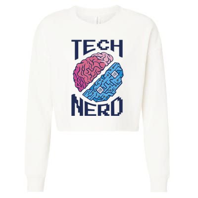 Tech Nerd Brain Cropped Pullover Crew