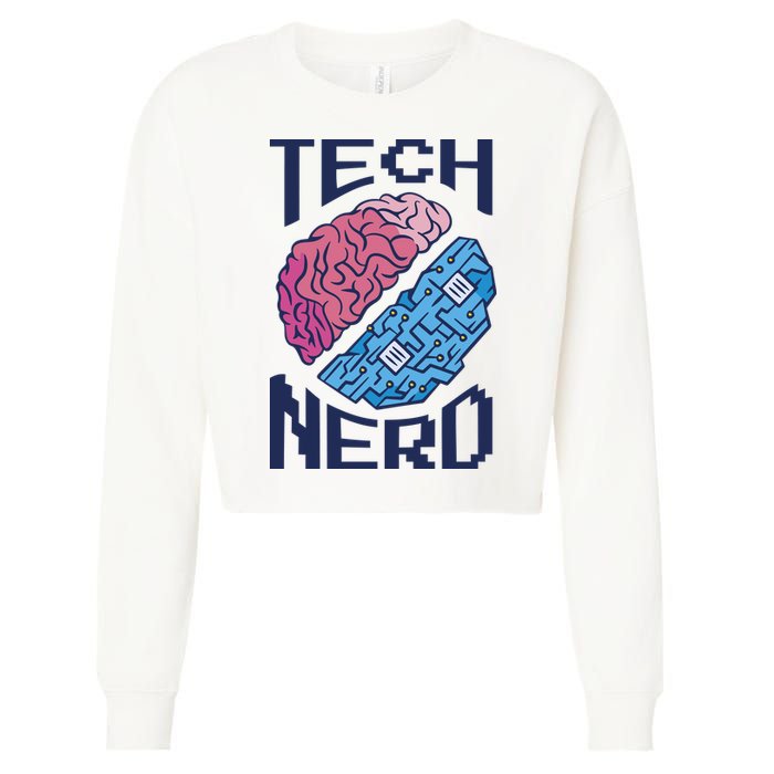 Tech Nerd Brain Cropped Pullover Crew