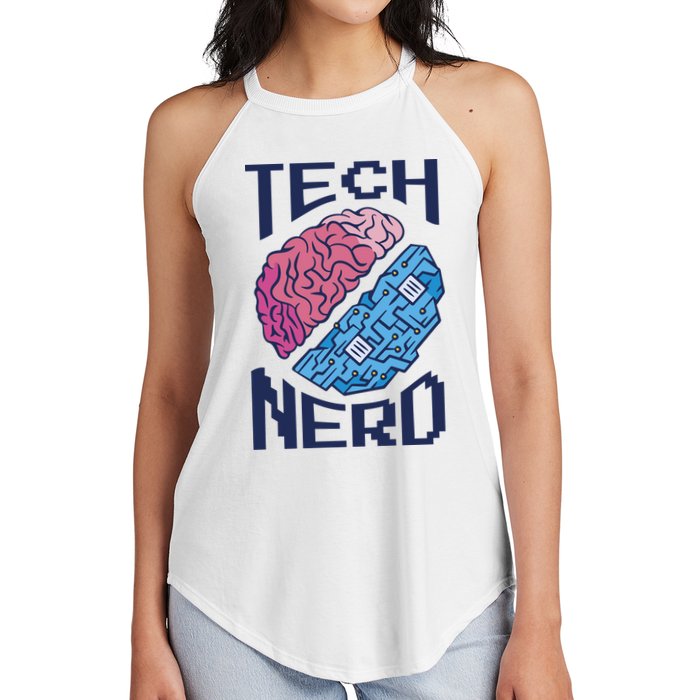 Tech Nerd Brain Women's Perfect Tri Rocker Tank