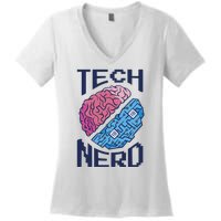 Tech Nerd Brain Women's V-Neck T-Shirt