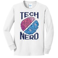 Tech Nerd Brain Kids Long Sleeve Shirt