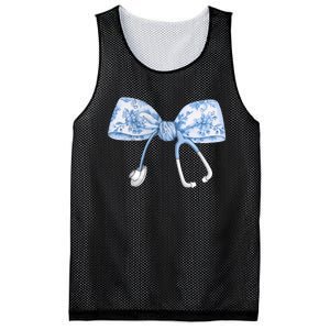 Toile Nurse Bow Blue Coquette Nurse Stethoscope Bow Mesh Reversible Basketball Jersey Tank