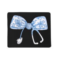 Toile Nurse Bow Blue Coquette Nurse Stethoscope Bow Mousepad