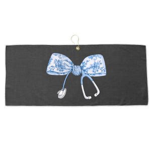 Toile Nurse Bow Blue Coquette Nurse Stethoscope Bow Large Microfiber Waffle Golf Towel