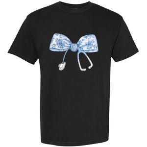 Toile Nurse Bow Blue Coquette Nurse Stethoscope Bow Garment-Dyed Heavyweight T-Shirt