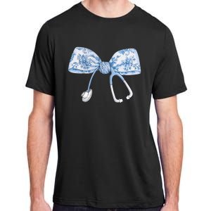 Toile Nurse Bow Blue Coquette Nurse Stethoscope Bow Adult ChromaSoft Performance T-Shirt