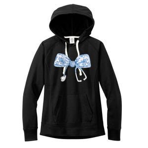 Toile Nurse Bow Blue Coquette Nurse Stethoscope Bow Women's Fleece Hoodie