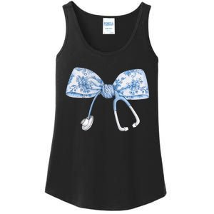 Toile Nurse Bow Blue Coquette Nurse Stethoscope Bow Ladies Essential Tank