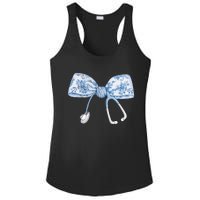 Toile Nurse Bow Blue Coquette Nurse Stethoscope Bow Ladies PosiCharge Competitor Racerback Tank