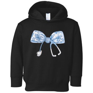 Toile Nurse Bow Blue Coquette Nurse Stethoscope Bow Toddler Hoodie