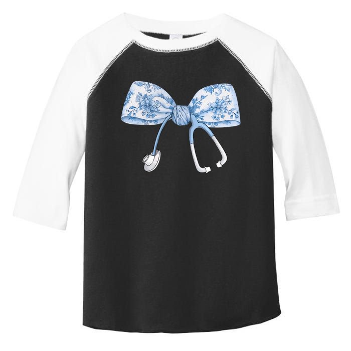 Toile Nurse Bow Blue Coquette Nurse Stethoscope Bow Toddler Fine Jersey T-Shirt