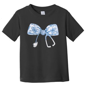 Toile Nurse Bow Blue Coquette Nurse Stethoscope Bow Toddler T-Shirt