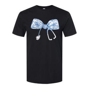 Toile Nurse Bow Blue Coquette Nurse Stethoscope Bow Softstyle CVC T-Shirt