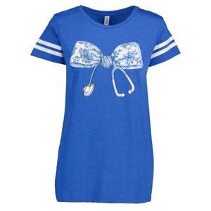 Toile Nurse Bow Blue Coquette Nurse Stethoscope Bow Enza Ladies Jersey Football T-Shirt