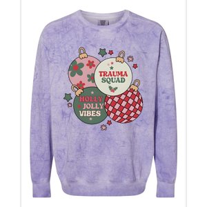 Trauma Nurse Christmas Emergency Nurse Colorblast Crewneck Sweatshirt