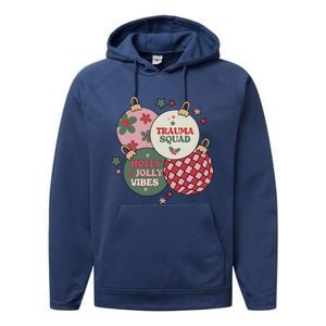 Trauma Nurse Christmas Emergency Nurse Performance Fleece Hoodie