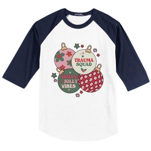 Trauma Nurse Christmas Emergency Nurse Baseball Sleeve Shirt