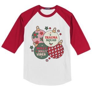 Trauma Nurse Christmas Emergency Nurse Kids Colorblock Raglan Jersey