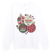 Trauma Nurse Christmas Emergency Nurse Premium Crewneck Sweatshirt