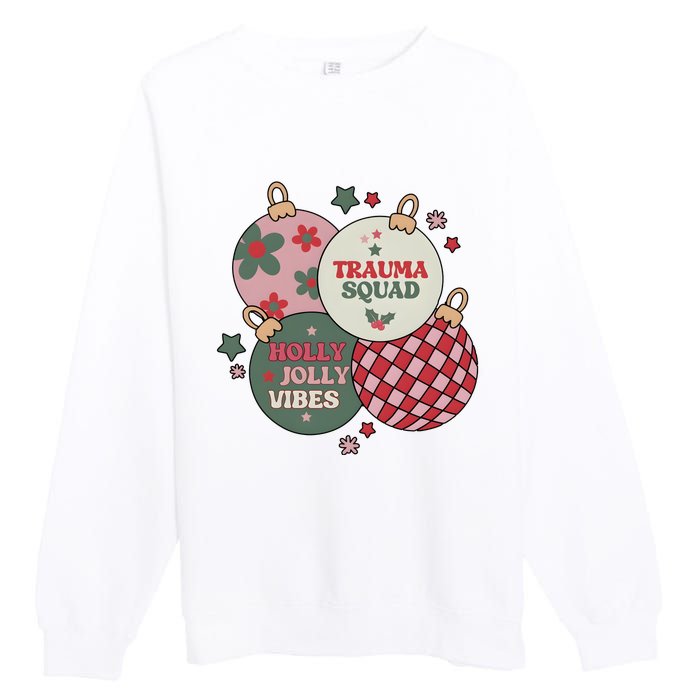 Trauma Nurse Christmas Emergency Nurse Premium Crewneck Sweatshirt