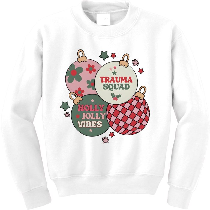 Trauma Nurse Christmas Emergency Nurse Kids Sweatshirt