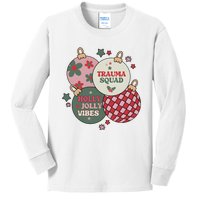 Trauma Nurse Christmas Emergency Nurse Kids Long Sleeve Shirt