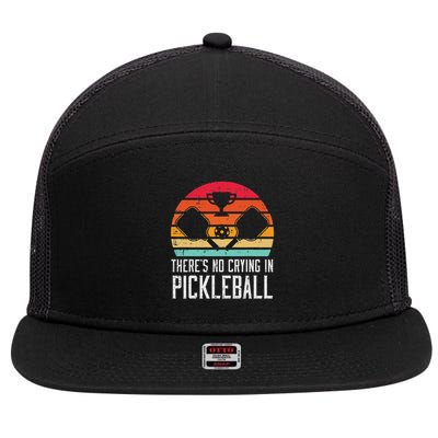 Theres No Crying In Pickleball Pickle Ball Women 7 Panel Mesh Trucker Snapback Hat