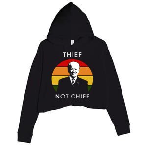 Thief Not Chief Funny Anti Joe Biden Crop Fleece Hoodie