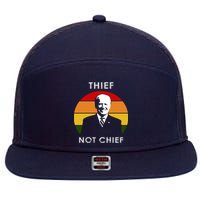 Thief Not Chief Funny Anti Joe Biden 7 Panel Mesh Trucker Snapback Hat