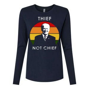 Thief Not Chief Funny Anti Joe Biden Womens Cotton Relaxed Long Sleeve T-Shirt