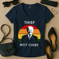 Thief Not Chief Funny Anti Joe Biden Women's V-Neck T-Shirt
