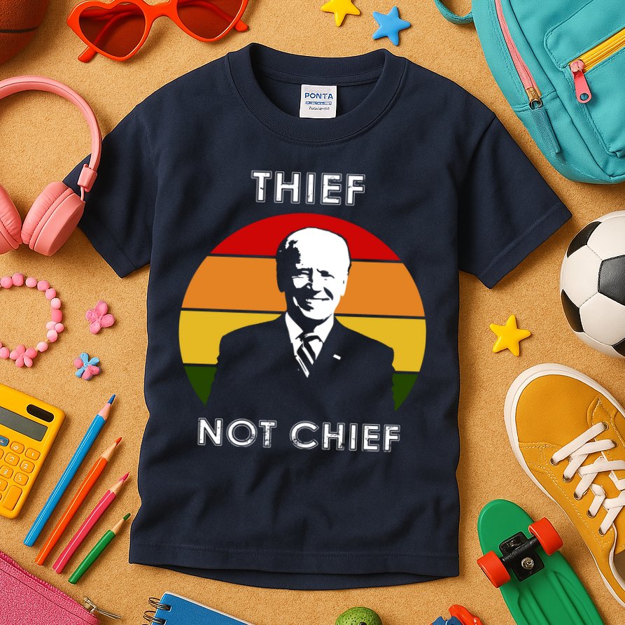 Thief Not Chief Funny Anti Joe Biden Kids T-Shirt