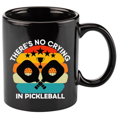 Theres No Crying In Pickleball Sports Love Funny Retro 11oz C Handle Ceramic Mug