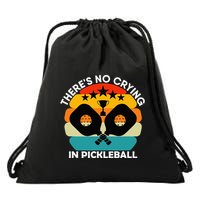 Theres No Crying In Pickleball Sports Love Funny Retro Drawstring Bag